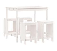vidaXL Set de mesa y taburetes altos jardín 5 pzas madera pino blanco