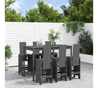 vidaXL Set de mesa y taburetes altos jardín 7 piezas madera pino gris