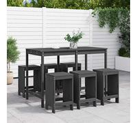 Set De Mesa Y Taburetes Altos Jardín 7 Piezas Madera Pino Gris Vidaxl