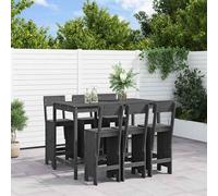 vidaXL Set de mesa y taburetes altos jardín 7 piezas madera pino gris