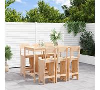 vidaXL Set de mesa y taburetes altos jardín 7 pzas madera maciza pino