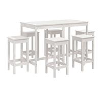 vidaXL Set de mesa y taburetes altos jardín 7 pzas madera pino blanco