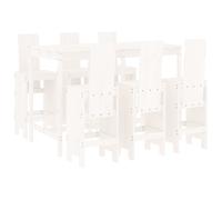 vidaXL Set de mesa y taburetes altos jardín 7 pzas madera pino blanco