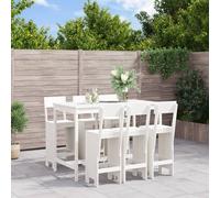vidaXL Set de mesa y taburetes altos jardín 7 pzas madera pino blanco