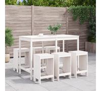 vidaXL Set de mesa y taburetes altos jardín 7 pzas madera pino blanco