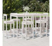 vidaXL Set de mesa y taburetes altos jardín 7 pzas madera pino blanco