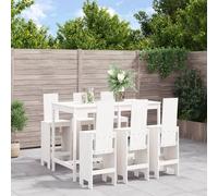 vidaXL Set de mesa y taburetes altos jardín 7 pzas madera pino blanco