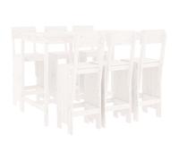 vidaXL Set de mesa y taburetes altos jardín 7 pzas madera pino blanco