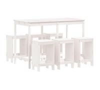 vidaXL Set de mesa y taburetes altos jardín 7 pzas madera pino blanco