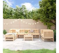 vidaXL Set de mesa y taburetes altos jardín 9 pzas madera maciza pino