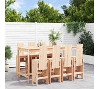 vidaXL Set de mesa y taburetes altos jardín 9 pzas madera maciza pino