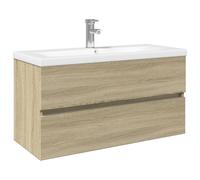 vidaXL Set de mueble de baño 2 piezas cerámica y madera de ingeniería