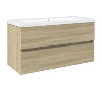 vidaXL Set de mueble de baño 2 piezas cerámica y madera de ingeniería