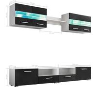 vidaXL Set de mueble de TV de 5 piezas con iluminación LED, color brillante