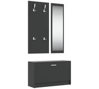 vidaXL Zapatero 3 en 1 - Armario estantería madera contrachapada negro