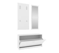 vidaXL Muebles Entradita Zapatero Espejo Perchero Madera Roble Color Blanco, Gris sonoma, Marrón roble