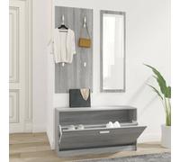 Vidaxl set de mueble zapatero 3 en 1 madera contrachapada gris sonoma