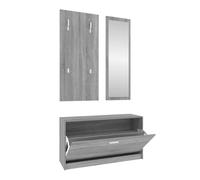 vidaXL Muebles Entradita Zapatero Espejo Perchero Madera Roble Color Blanco, Gris sonoma, Marrón roble