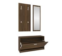 vidaXL Conjunto de zapatero 3 en 1 madera contrachapada marrón roble