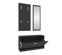 vidaXL Conjunto de zapatero 3 en 1 madera contrachapada negro