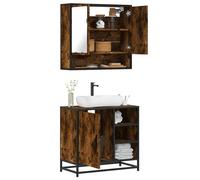 vidaXL Set de muebles baño 2 pzas madera contrachapada en color Roble ahumado/Marrón roble/Gris sonoma y más | almacenamiento funcional diseño moderno para baño dormitorio sala