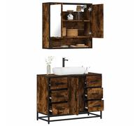 vidaXL Set de muebles baño 2 pzas madera contrachapada en color Roble ahumado/Roble Sonoma/Gris sonoma y más | almacenamiento funcional diseño moderno para baño dormitorio sala