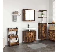 vidaXL Set de Muebles baño 2 pzas Madera contrachapada Roble Ahumado