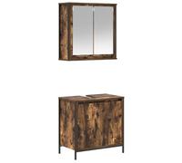 vidaXL Set de muebles de baño 2 pzas madera contrachapada roble ahumado