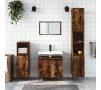 vidaXL Set de muebles baño 3 pzas madera contrachapada roble ahumado
