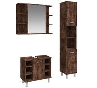 vidaXL Set de muebles baño 3 pzas madera contrachapada roble ahumado