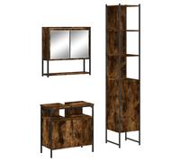 vidaXL Set de muebles baño 3 pzas madera contrachapada roble ahumado