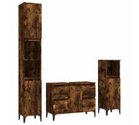 vidaXL Set de muebles baño 3 pzas madera contrachapada roble ahumado