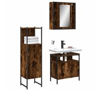 vidaXL Set de muebles baño 3 pzas madera contrachapada roble ahumado