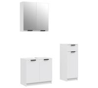 vidaXL Set de muebles de baño 3 pzas madera contrachapada en color Gris sonoma/Gris hormigón/Roble ahumado y más | almacenamiento funcional diseño moderno para baño dormitorio sala