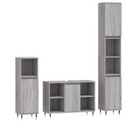 vidaXL Set de muebles de baño 3 pzas madera contrachapada gris sonoma