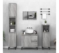 vidaXL Set de muebles de baño 3 pzas madera contrachapada gris sonoma