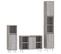 vidaXL Set de muebles de baño 3 pzas madera contrachapada gris sonoma