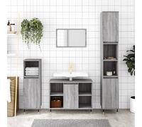vidaXL Set de muebles de baño 3 pzas madera contrachapada gris sonoma