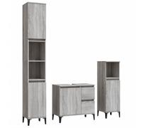 vidaXL Set de muebles de baño 3 pzas madera contrachapada gris sonoma