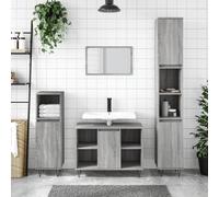 vidaXL Set de muebles de baño 3 pzas madera contrachapada gris sonoma