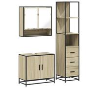 vidaXL Set de muebles de baño 3 pzas madera contrachapada roble Sonoma
