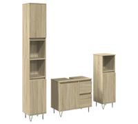 vidaXL Set de muebles de baño 3 pzas madera contrachapada roble Sonoma