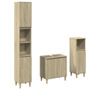 vidaXL Set de muebles de baño 3 pzas madera contrachapada roble Sonoma