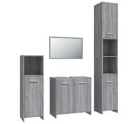 vidaXL Set de muebles de baño 4 piezas armario tocador madera contrachapada Gris Sonoma