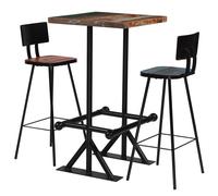 vidaXL Set de muebles de bar 3 pzas madera maciza reciclada multicolor