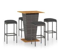 vidaXL Set de muebles de bar de jardín 5 pzas y cojines ratán PE gris