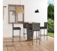 vidaXL Set de muebles de bar de jardín 5 pzas y cojines ratán PE gris