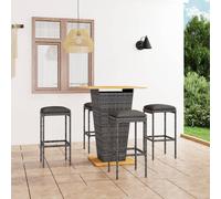 vidaXL Set de muebles de bar de jardín 5 pzas y cojines ratán PE gris