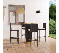 vidaXL Set de muebles de bar de jardín 5 pzas y cojines ratán PE negro