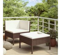vidaXL Set de muebles de jardín 2 piezas con cojines ratán PE marrón